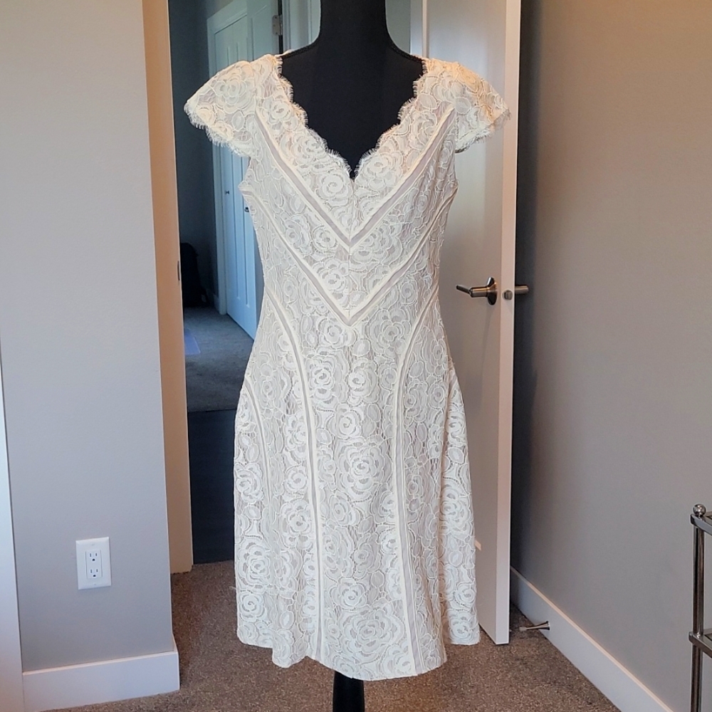 Adrianna Papell lace cocktail dress, 8, ivory